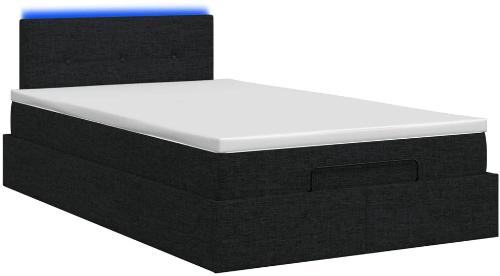 Otmana lova su matracsu ir LED Juoda 120 x 190 cm Audinys