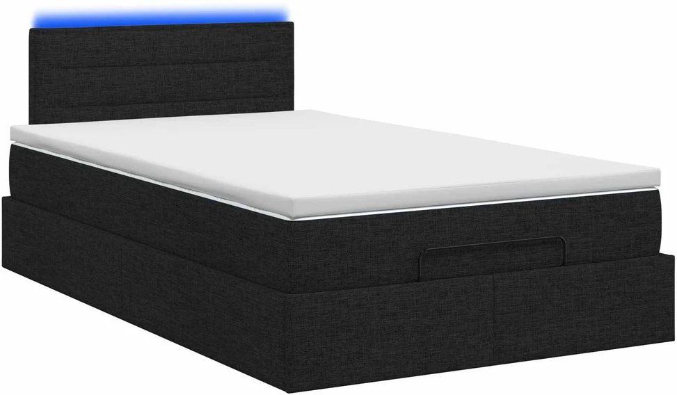 Otmana lova su matracsu ir LED Juoda 120 x 200 cm Audinys