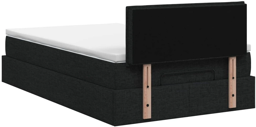 Otmana lova su matracsu ir LED Juoda 120 x 190 cm Audinys