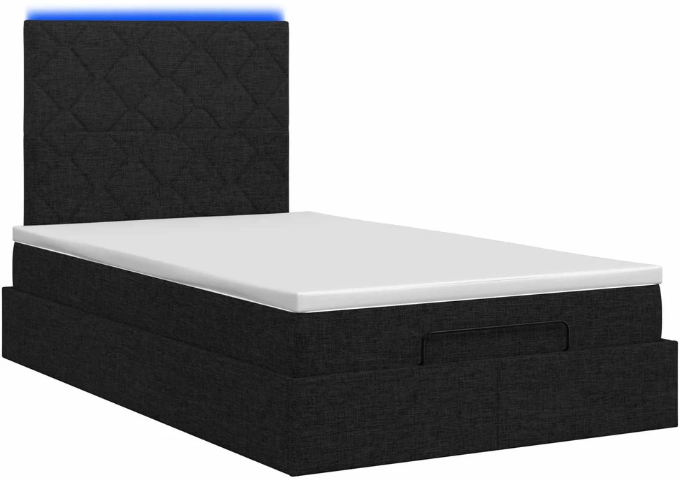 Otmana lova su matracsu ir LED Juoda 120 x 200 cm Audinys