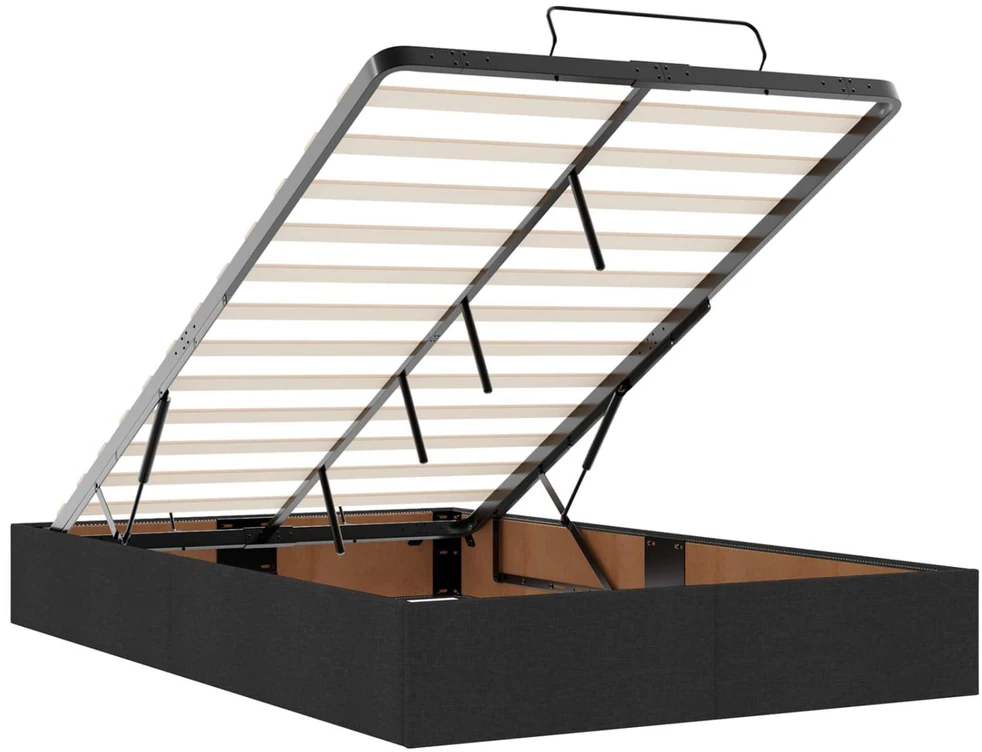 Otmana lova su matracsu ir LED Juoda 120 x 190 cm Audinys