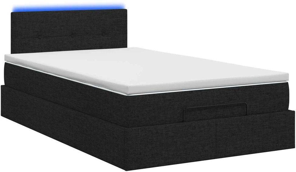 Otmana lova su matracsu ir LED Juoda 120 x 200 cm Audinys