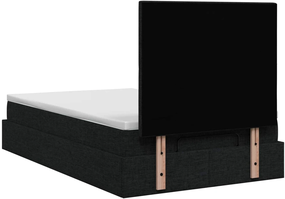 Otmana lova su matracsu ir LED Juoda 120 x 200 cm Audinys