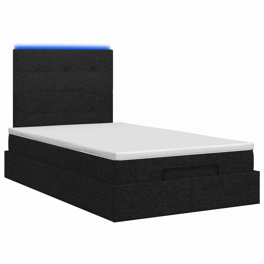 Otmana lova su matracsu ir LED Juoda 120 x 200 cm Audinys