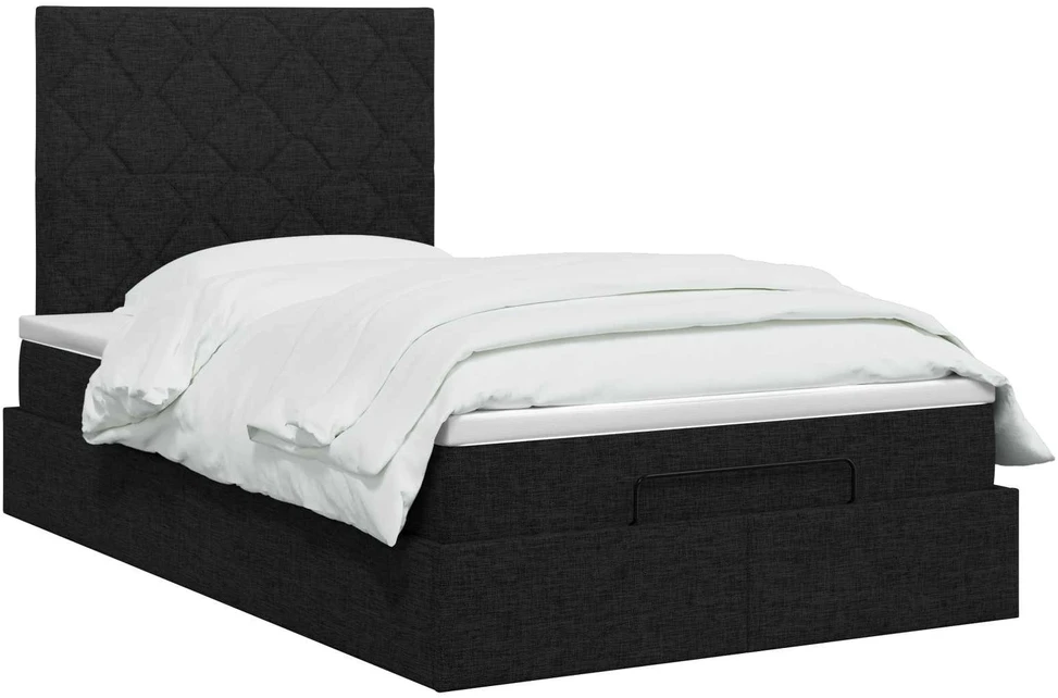 Otmana lova su matracsu ir LED Juoda 120 x 200 cm Audinys