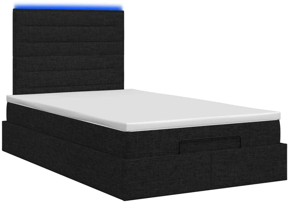 Otmana lova su matracsu ir LED Juoda 120 x 200 cm Audinys