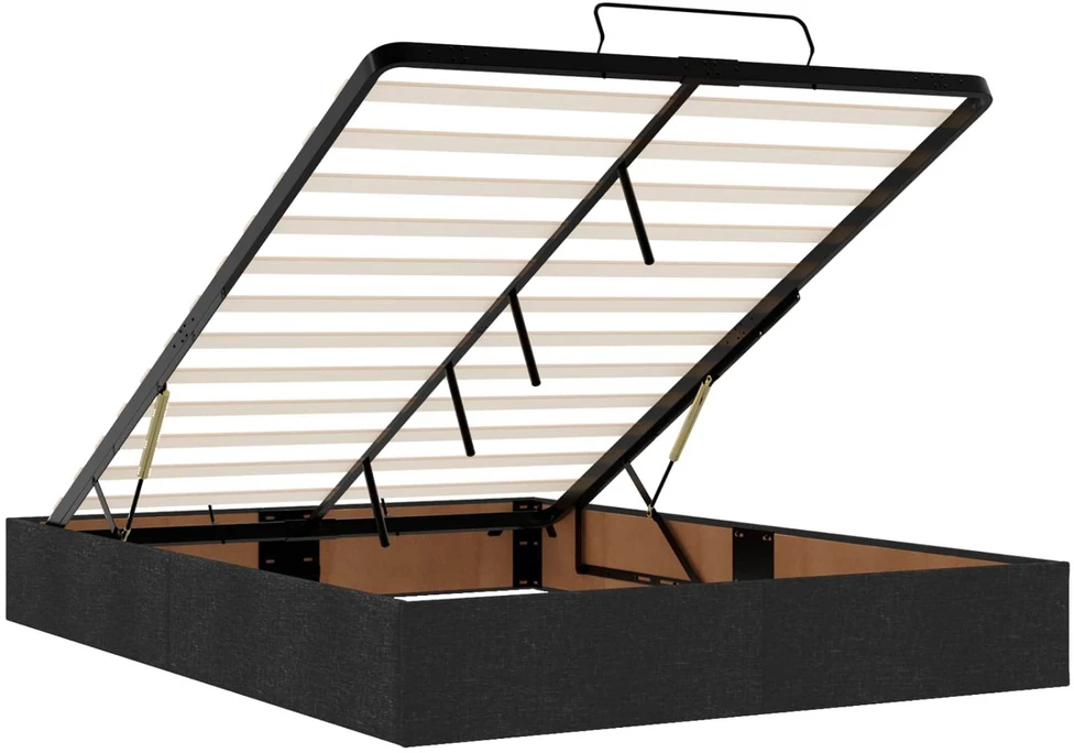 Otmana lova su matracsu ir LED Juoda 140 x 190 cm Audinys
