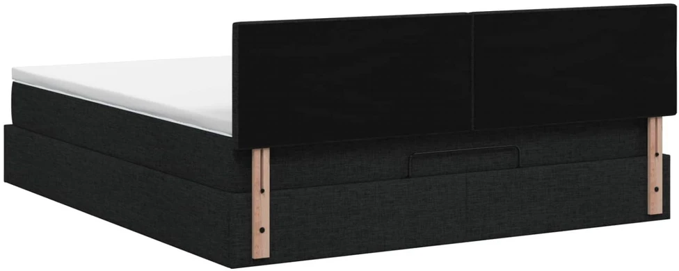 Otmana lova su matracsu ir LED Juoda 140 x 190 cm Audinys