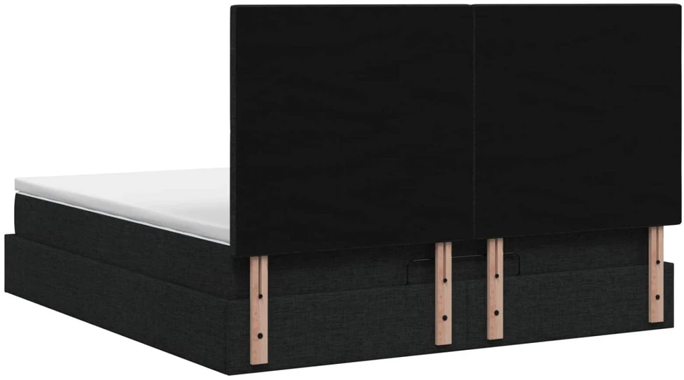 Otmana lova su matracsu ir LED Juoda 140 x 200 cm Audinys
