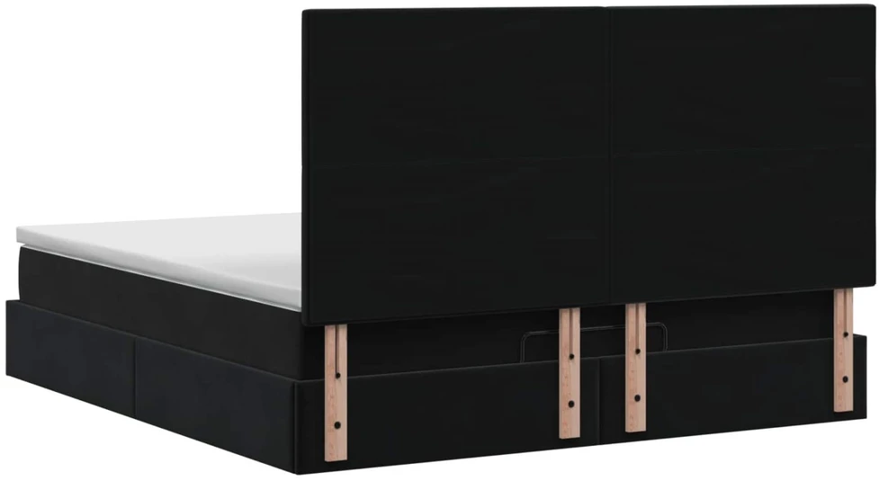 Otmana lova su matracsu ir LED Juoda 140 x 190 cm Aksomas