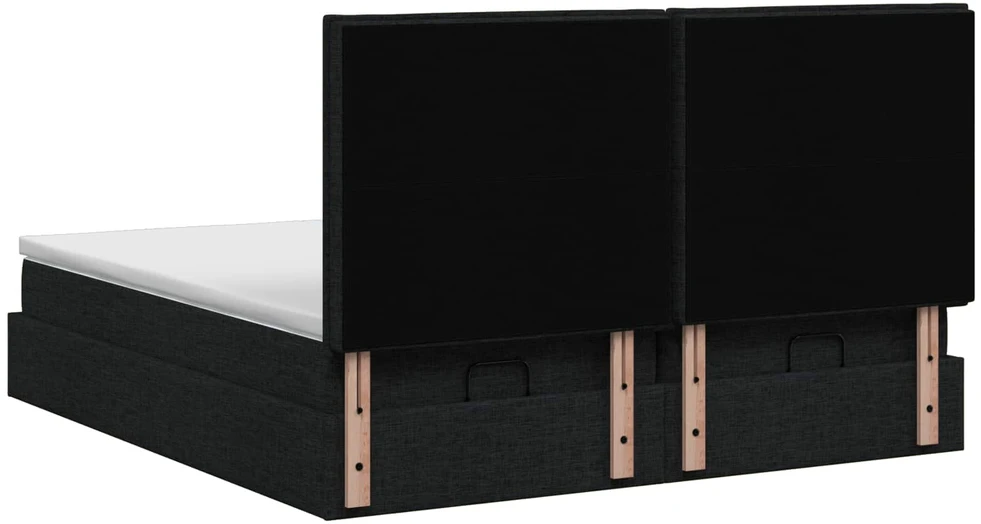Otmana lova su matracsu ir LED Juoda 180 x 200 cm Audinys