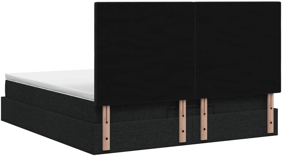 Otmana lova su matracsu ir LED Juoda 180 x 200 cm Audinys