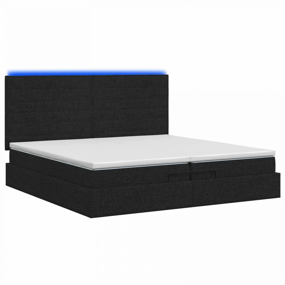 Otmana lova su matracsu ir LED Juoda 200 x 200 cm Audinys