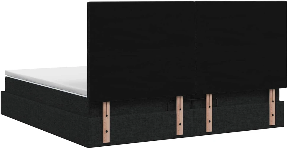 Otmana lova su matracsu ir LED Juoda 200 x 200 cm Audinys