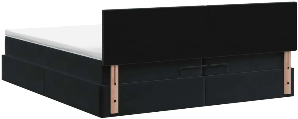 Otmana lova su matracsu ir LED Juoda 200 x 200 cm Aksomas