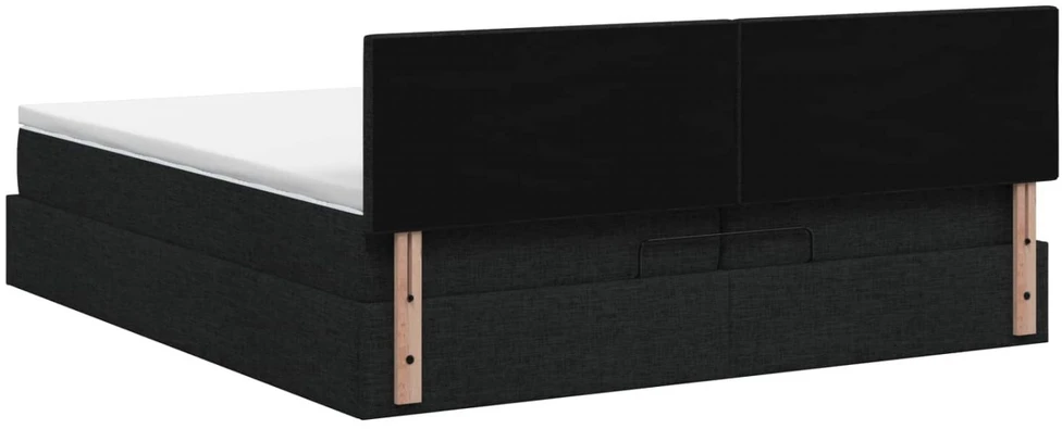 Otmana lova su matracsu ir LED Juoda 200 x 200 cm Audinys