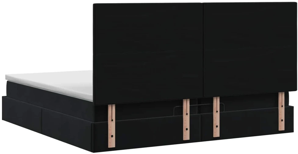Otmana lova su matracsu ir LED Juoda 200 x 200 cm Aksomas
