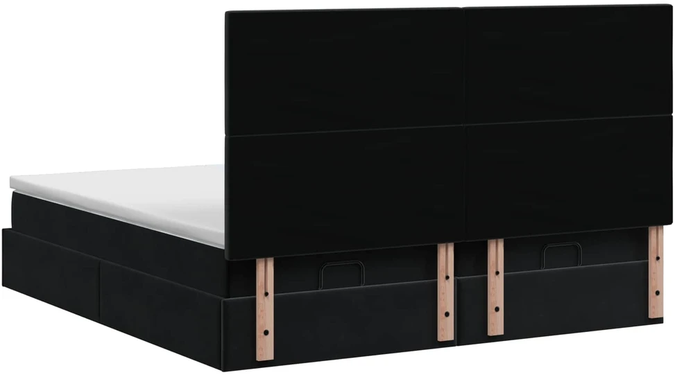 Otmana lova su matracsu ir LED Juoda 200 x 200 cm Aksomas