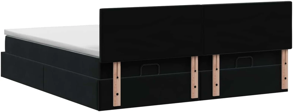 Otmana lova su matracsu ir LED Juoda 200 x 200 cm Aksomas