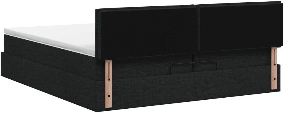 Otmana lova su matracsu ir LED Juoda 200 x 200 cm Audinys