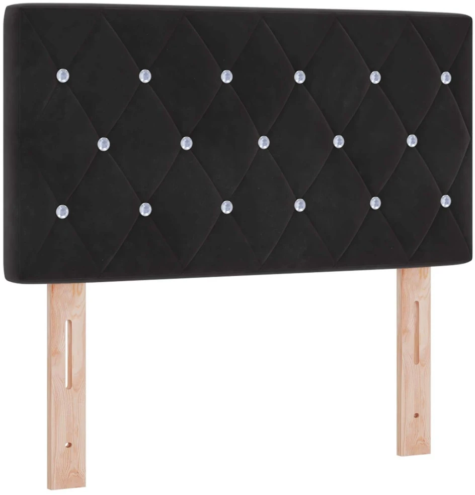 Otmana lova su matracsu ir LED Juoda 80 x 200 cm Aksomas