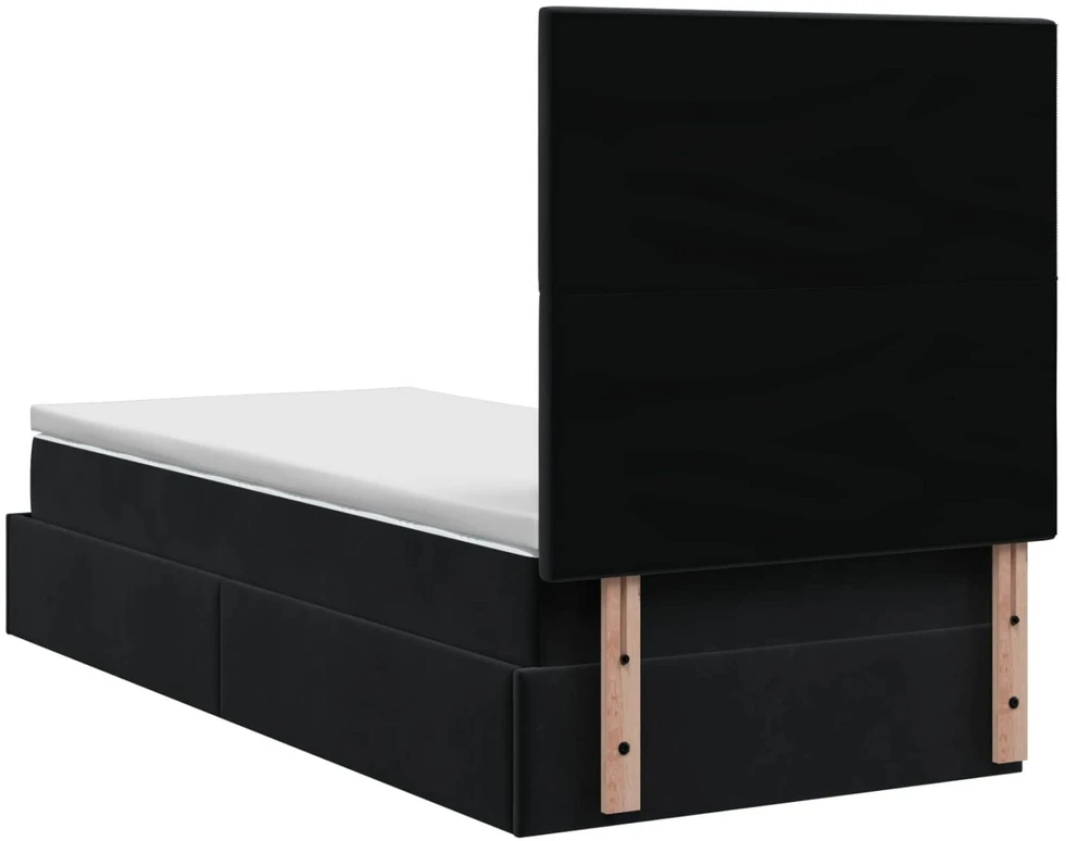 Otmana lova su matracsu ir LED Juoda 80 x 200 cm Aksomas