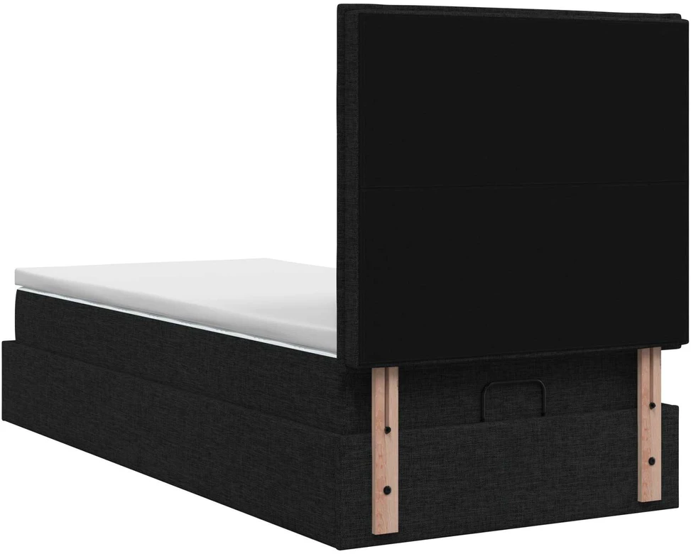 Otmana lova su matracsu ir LED Juoda 90 x 190 cm Audinys
