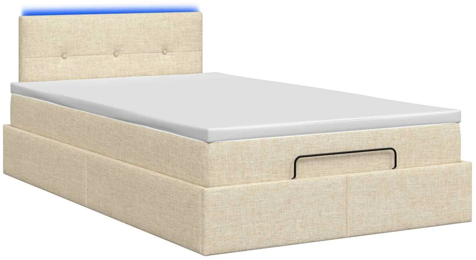 Otmana lova su matracsu ir LED Kreminė 120 x 190 cm Audinys