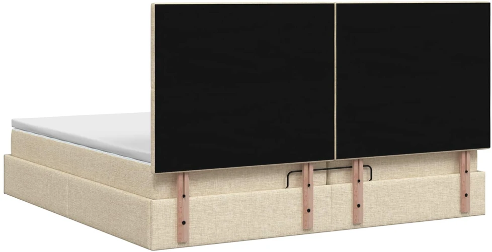 Otmana lova su matracsu ir LED Kreminė 200 x 200 cm Audinys