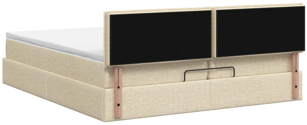 Otmana lova su matracsu ir LED Kreminė 200 x 200 cm Audinys