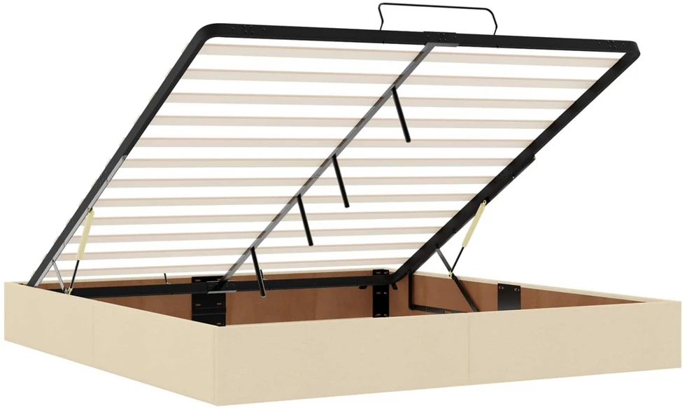 Otmana lova su matracsu ir LED Kreminė 200 x 200 cm Audinys