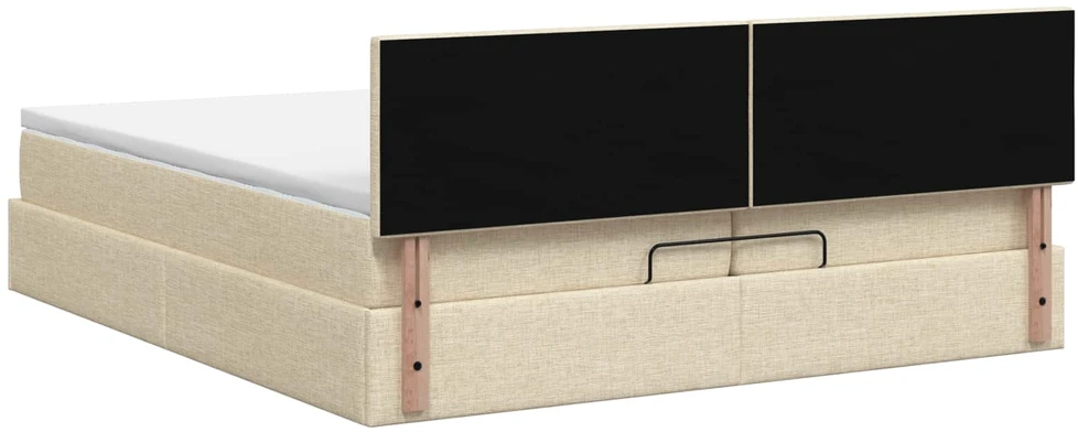 Otmana lova su matracsu ir LED Kreminė 200 x 200 cm Audinys