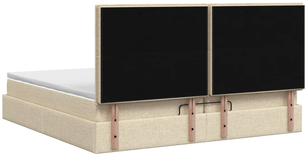 Otmana lova su matracsu ir LED Kreminė 200 x 200 cm Audinys
