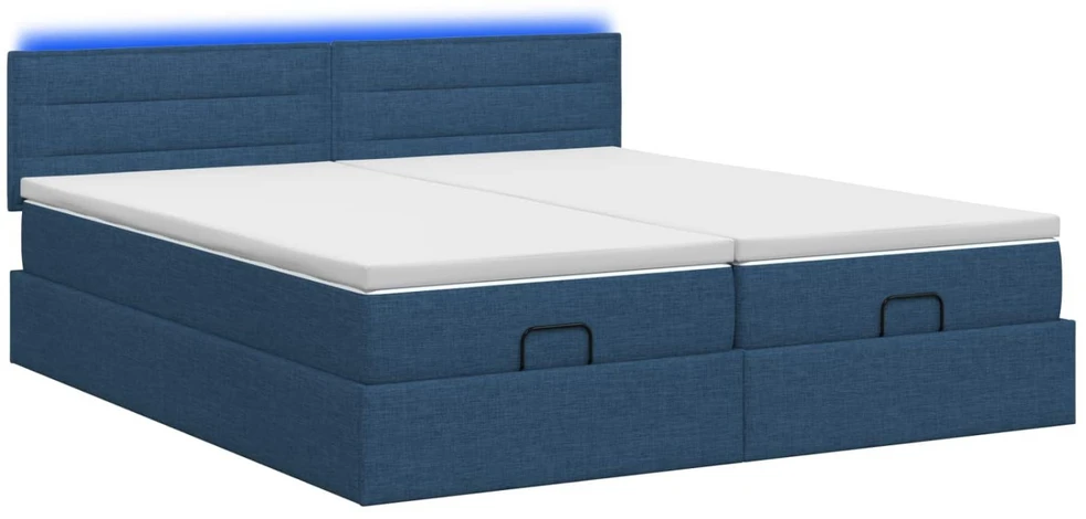 Otmana lova su matracsu ir LED Mėlyna 160 x 200 cm Audinys