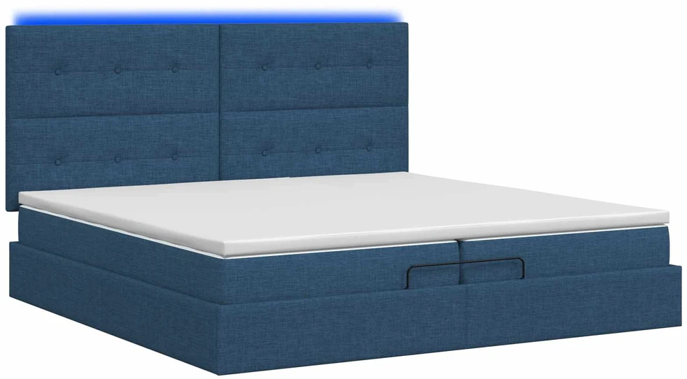 Otmana lova su matracsu ir LED Mėlyna 200 x 200 cm Audinys
