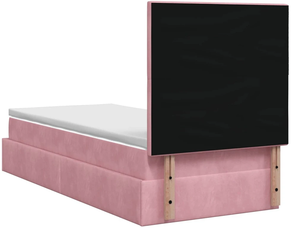 Otmana lova su matracsu ir LED Rožinė 100 x 200 cm Aksomas