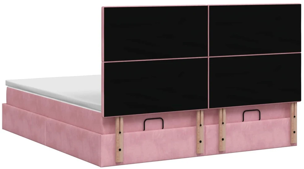 Otmana lova su matracsu ir LED Rožinė 200 x 200 cm Aksomas