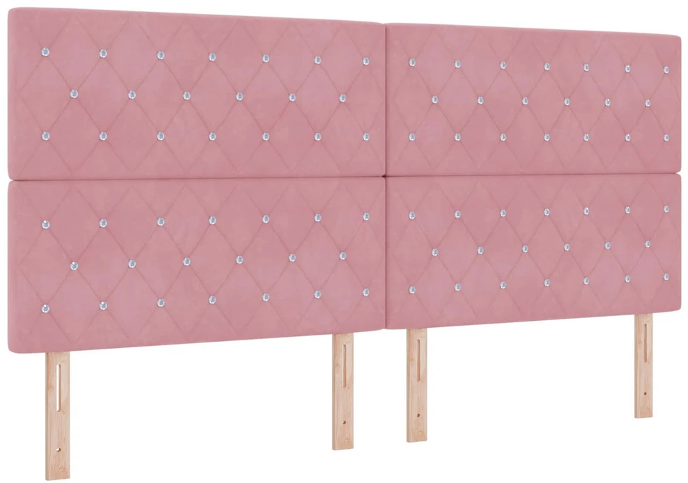 Otmana lova su matracsu ir LED Rožinė 200 x 200 cm Aksomas