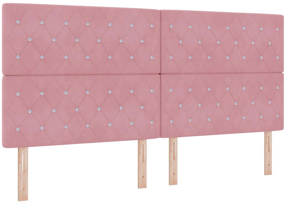 Otmana lova su matracsu ir LED Rožinė 200 x 200 cm Aksomas