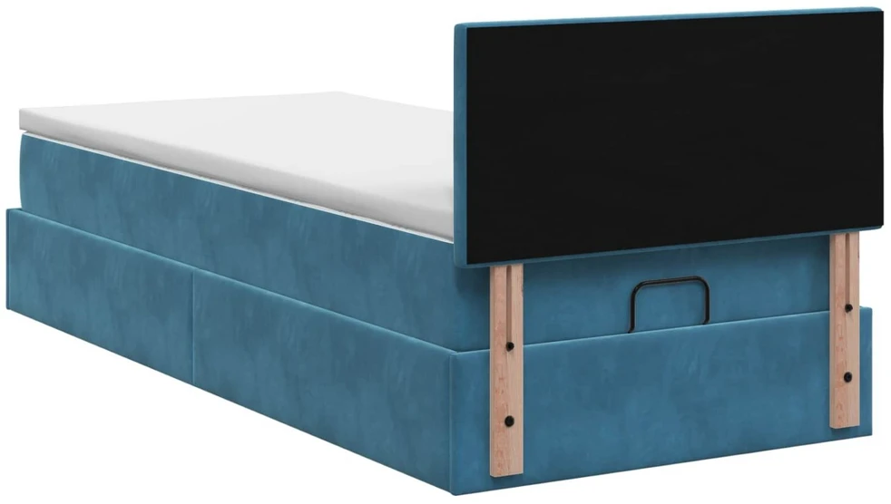 Otmana lova su matracsu ir LED Tamsi mėlyna 100 x 200 cm