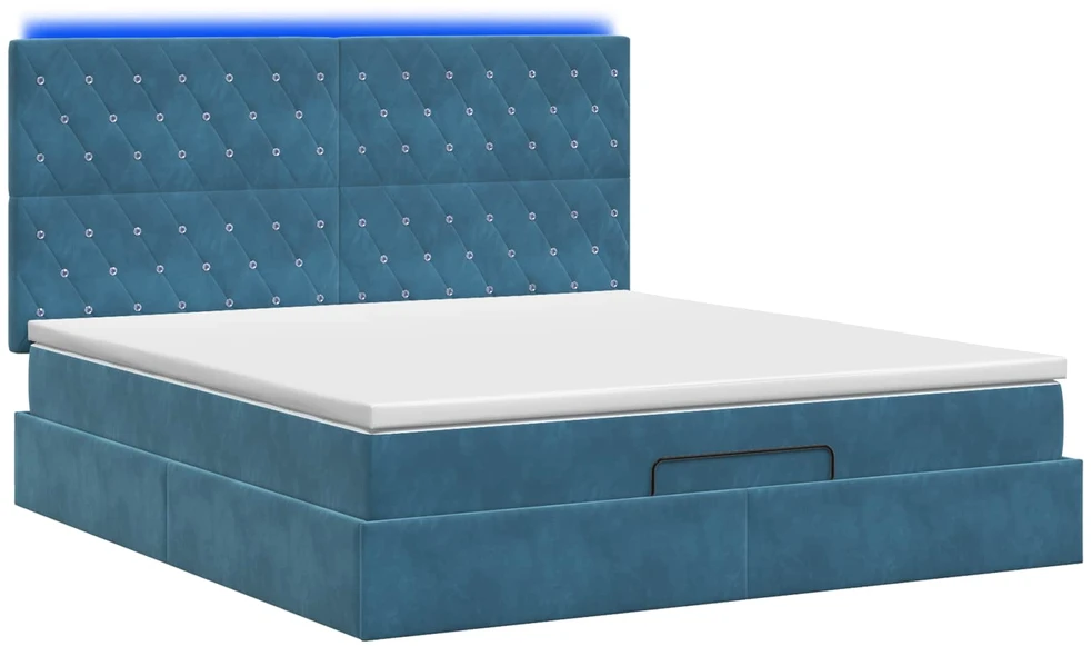 Otmana lova su matracsu ir LED Tamsi mėlyna 140 x 200 cm