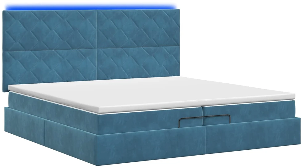 Otmana lova su matracsu ir LED Tamsi mėlyna 200 x 200 cm