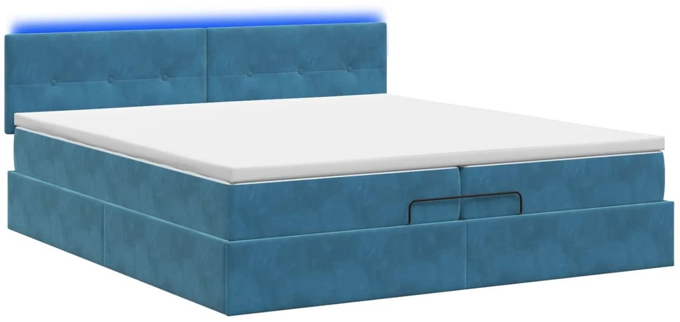 Otmana lova su matracsu ir LED Tamsi mėlyna 200 x 200 cm
