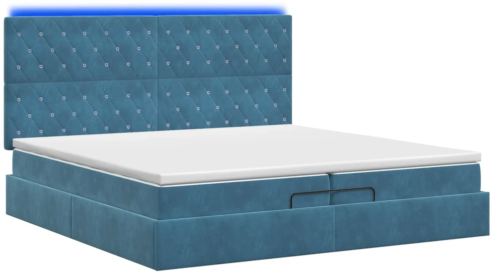Otmana lova su matracsu ir LED Tamsi mėlyna 200 x 200 cm