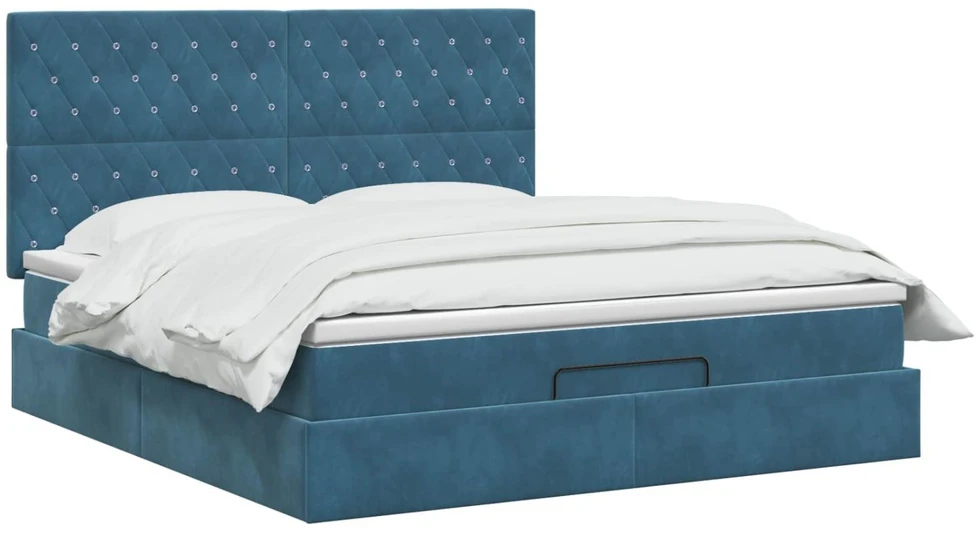 Otmana lova su matracsu ir LED Tamsi mėlyna 140 x 200 cm