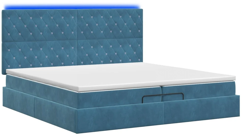 Otmana lova su matracsu ir LED Tamsi mėlyna 200 x 200 cm