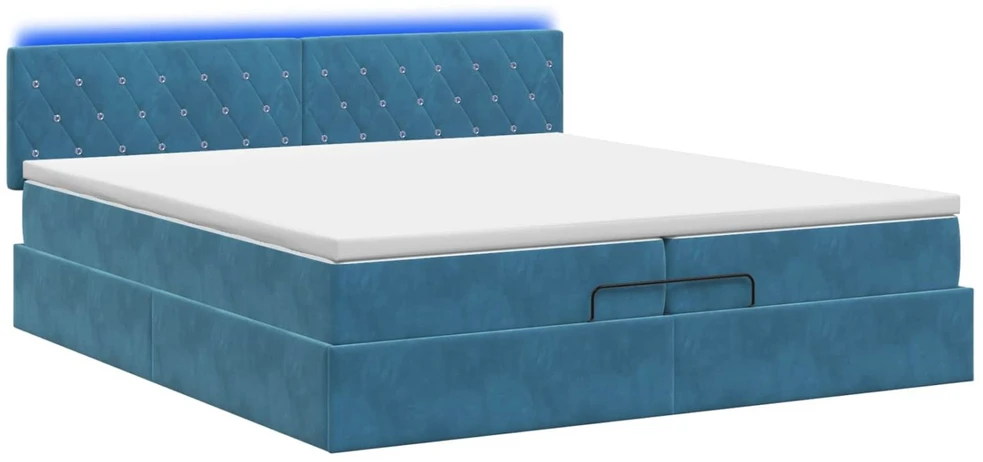 Otmana lova su matracsu ir LED Tamsi mėlyna 200 x 200 cm