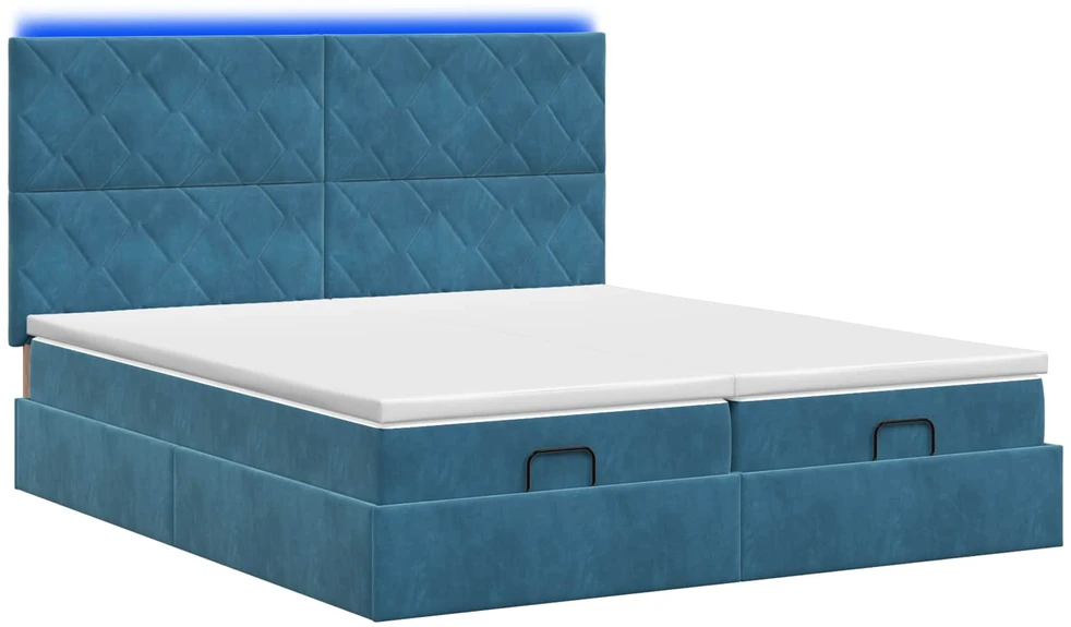 Otmana lova su matracsu ir LED Tamsi mėlyna 200 x 200 cm