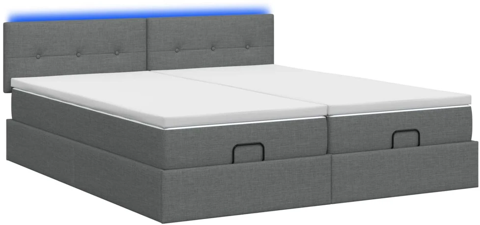 Otmana lova su matracsu ir LED Tamsiai pilka 200 x 200 cm