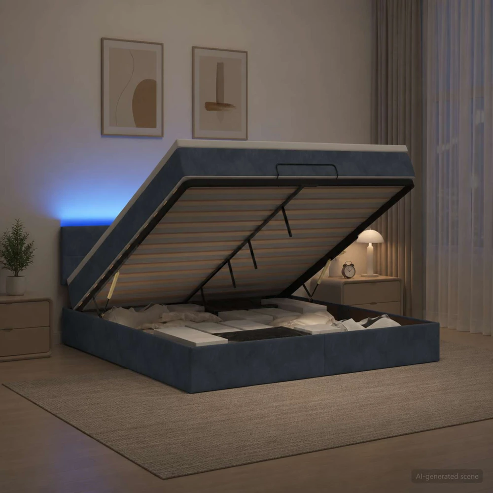 Otmana lova su matracsu ir LED Tamsiai pilka 160 x 200 cm